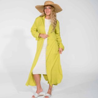 2 different colours long linen shirt dress