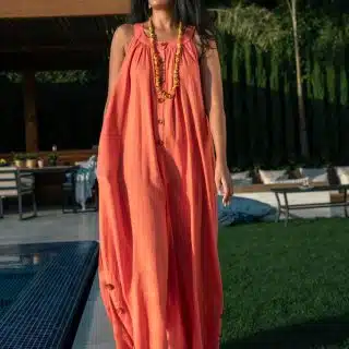 Orange linen/cotton jumpsuit