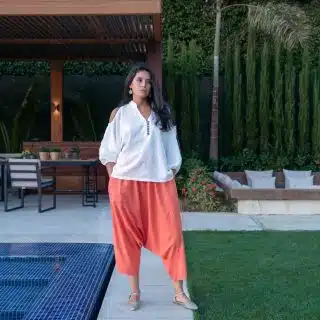 Orange harem pants