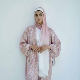 Flamingo satin kimono