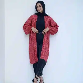 Crimson satin kimono
