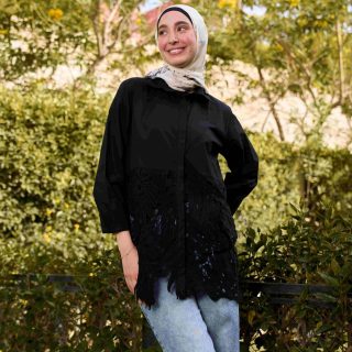 Black guipure shirt