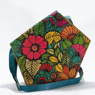 Genuine Leather Messenger Bag, Hand Painted Leather Bag, Cross-Body Leather Bag, Boho Leather Bag, Floral Pattern