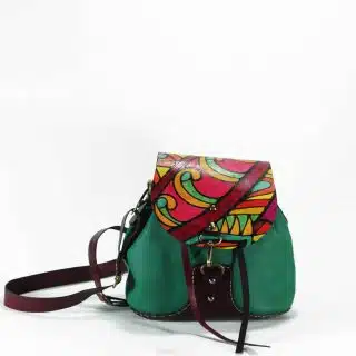 Handpainted Leather Bucket Backpack, Colorful Crossbody Backpack, Leather Rucksack, Leather Bag