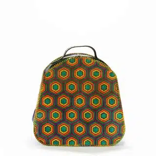 Genuine Leather Backpack, Hand Painted Leather, Geometric Pattern, Kaleidoscopic Pattern, Boho Backpack, Leather Bag