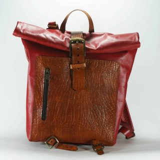 Genuine Leather Rolltop Backpack, Embossed Leather Backpack, Leather Rucksack, Leather Bag