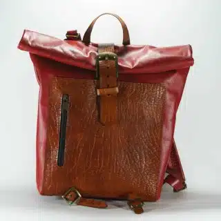 Genuine Leather Rolltop Backpack, Embossed Leather Backpack, Leather Rucksack, Leather Bag