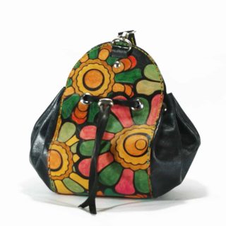 Hand Painted Genuine Leather Pouch, Wristlet /Cross-Body Leather Bag, Boho Leather Bag, Floral Pattern