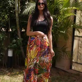 Colourful palms maxi skirt