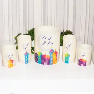 5 Ramadan Candles, Personalized Candles, Flameless Candle.