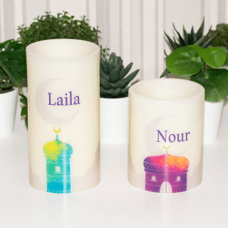 2 Ramadan Candles Set, Personalized Candles, Flameless Candle.