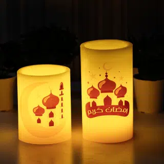 2 Ramadan Candles Set, Personalized Candles, Flameless Candle.