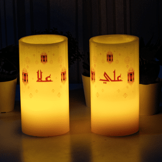 2 Ramadan Candles, Personalized Candles, Flameless Candle.