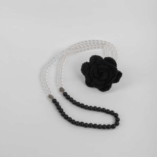 Rosary: 99 Murano White & Black Beads 8 (40 cm)