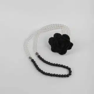Rosary: 99 Murano White & Black Beads 8 (40 cm)