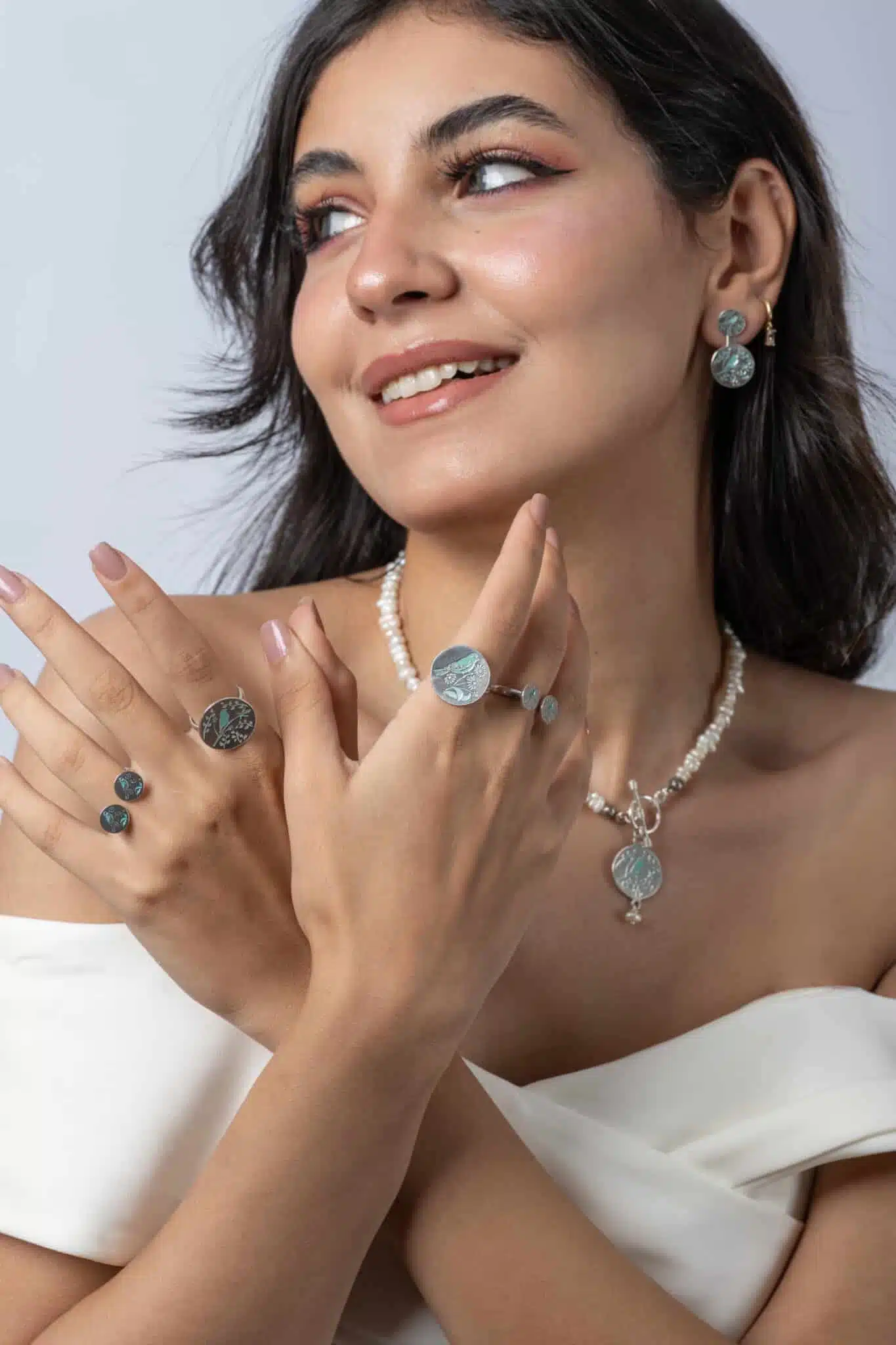 Sterling Silver Double Sided Pendant with Pearls Necklace. 3 DSC8506 scaled