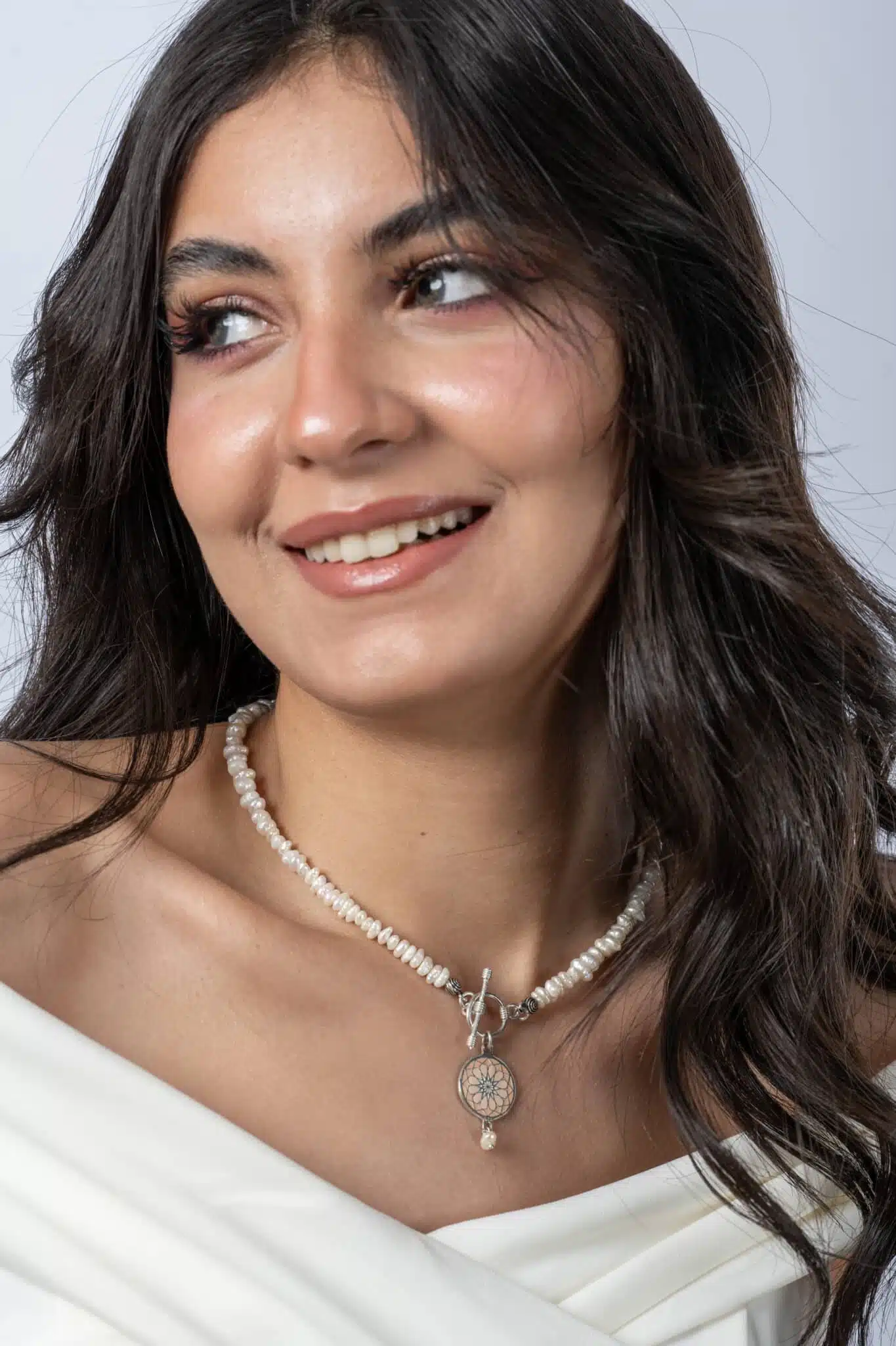 Sterling Silver Double Sided Pendant with Pearls Necklace. 4 DSC8524 scaled