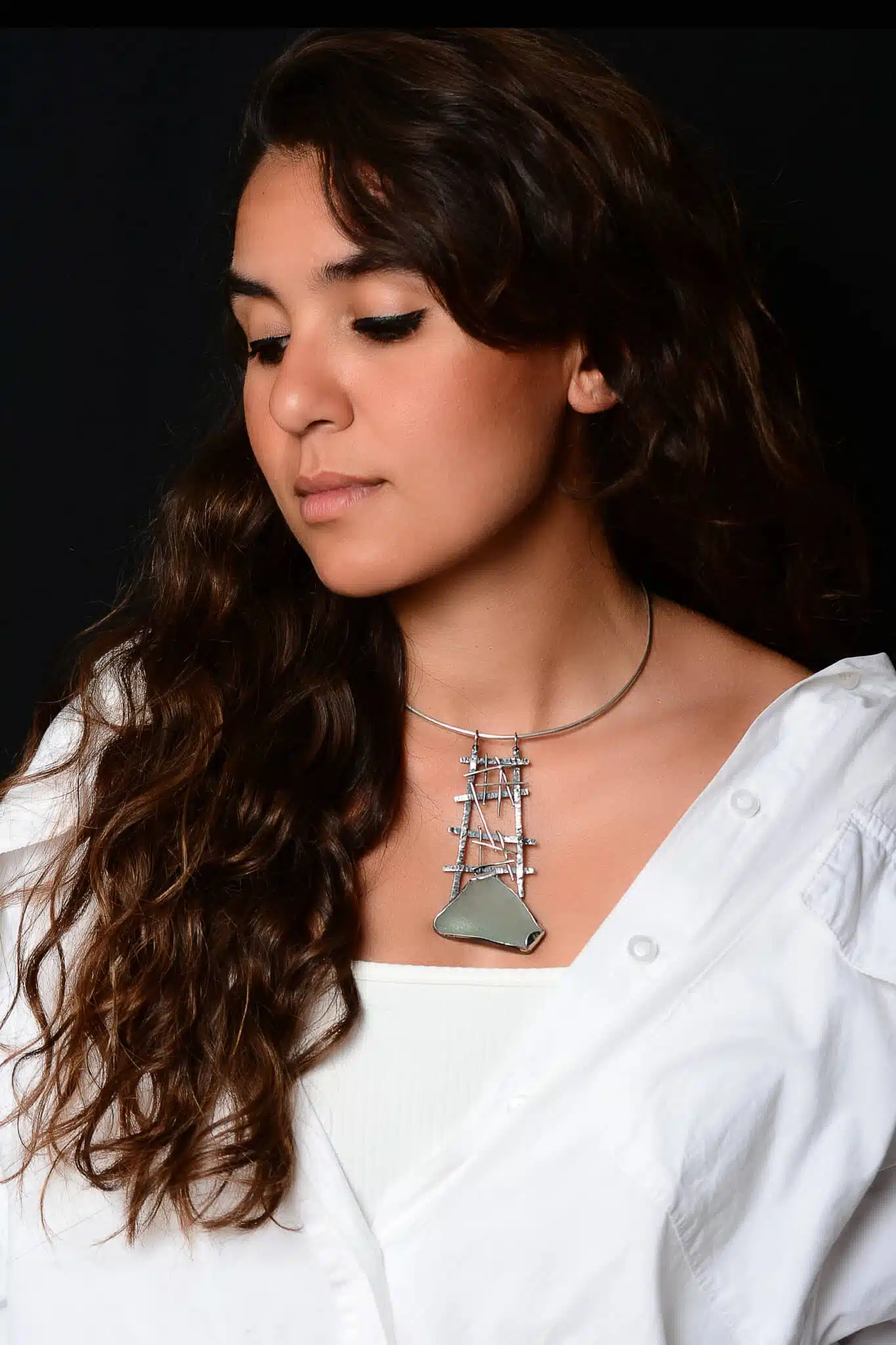 Handmade Sterling Silver sea glass Pendant (code 571) 4 DSC 2627 copy 2 scaled