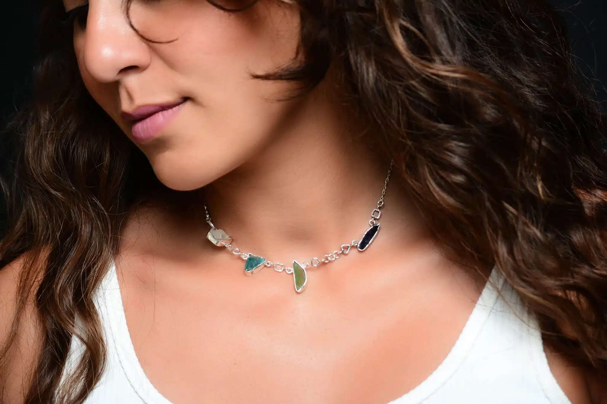 handmade Sterling Silver Desert Stone Pendant "(code 628) 1 Natural Stone Necklace