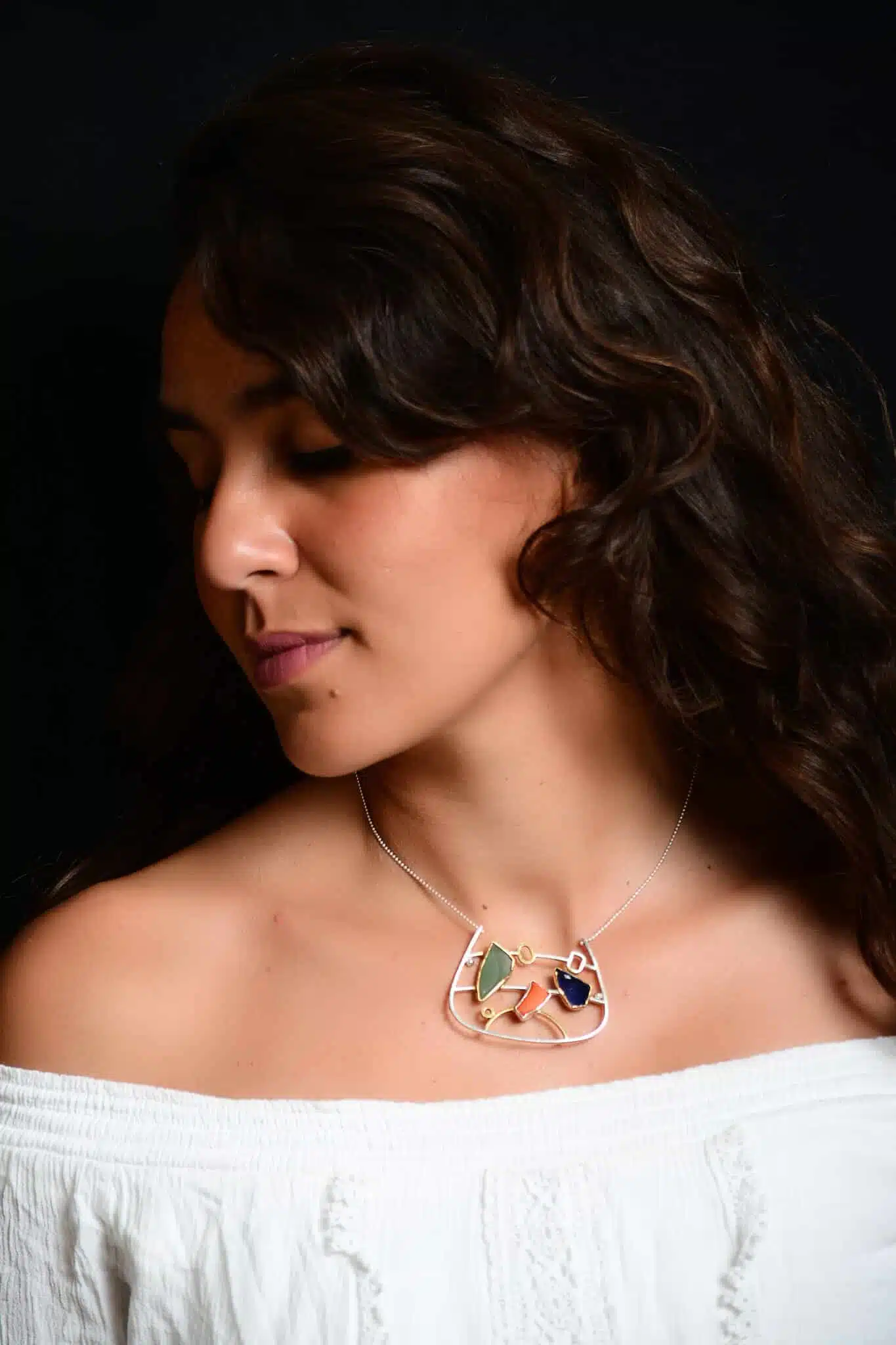 handmade Sterling Silver Desert Stone Pendant "(code 588) 1 Natural Stone Necklace