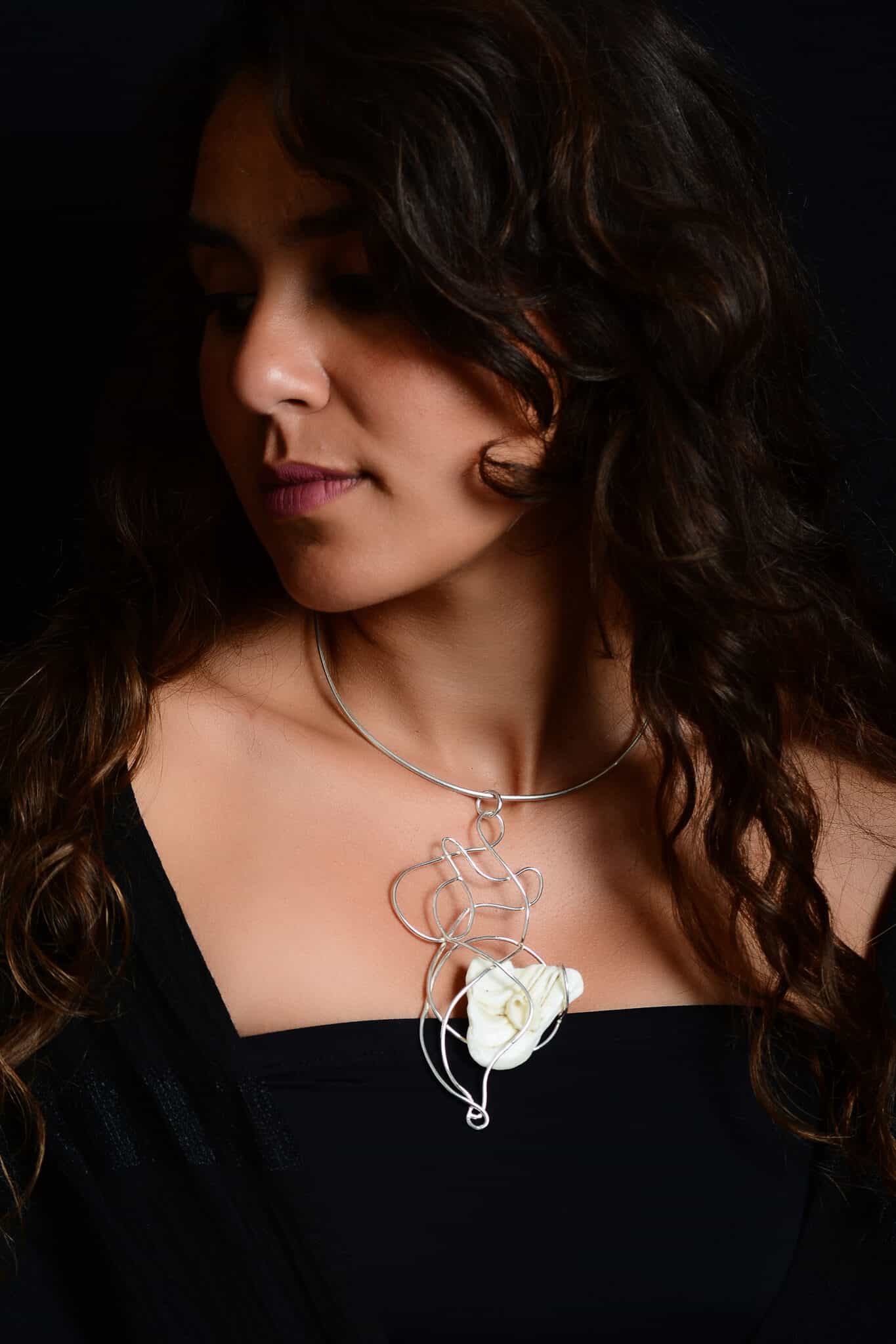 Handmade Sterling Silver fossilized seashell stone Pendant (code 600) 4 DSC 2772 copy 2 scaled