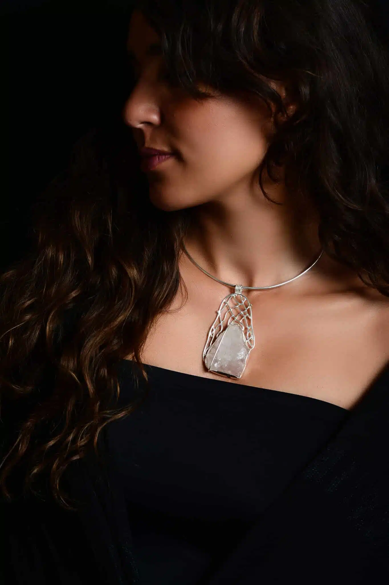 Handmade Sterling Silver Rose Quartz Natural Raw Crystals Pendant (code 598) 5 DSC 2800 copy 2 scaled