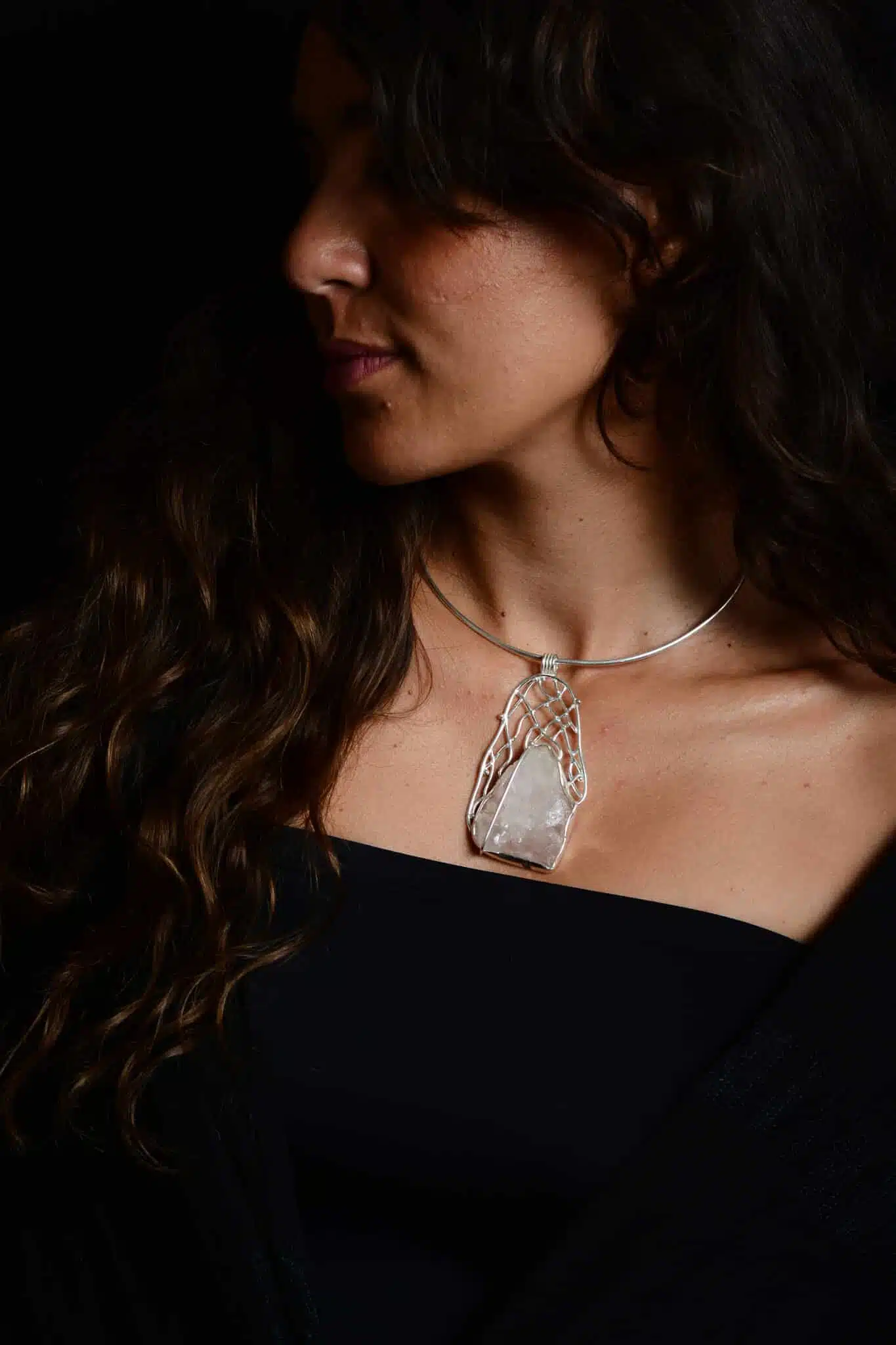 Handmade Sterling Silver Rose Quartz Natural Raw Crystals Pendant (code 598) 4 DSC 2800 copy scaled