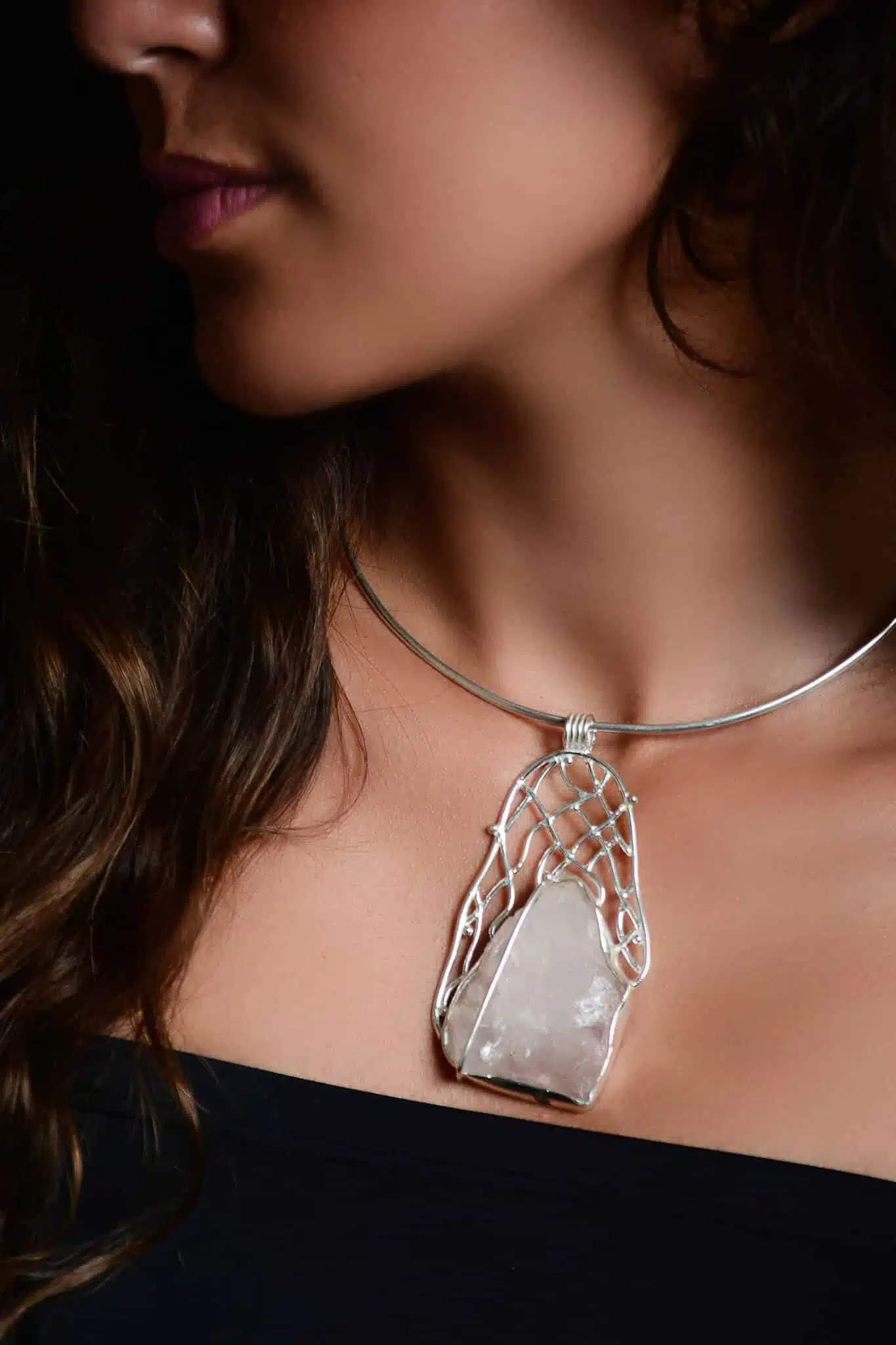 Handmade Sterling Silver Rose Quartz Natural Raw Crystals Pendant (code 598) 1 Handmade Sterling Silver Rose Quartz Natural Raw Crystals Pendant (code 598)