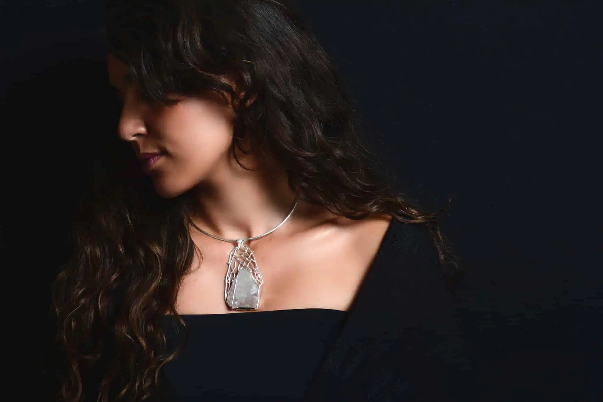 Handmade Sterling Silver Rose Quartz Natural Raw Crystals Pendant (code 598) 3 DSC 2804 copy 2 scaled