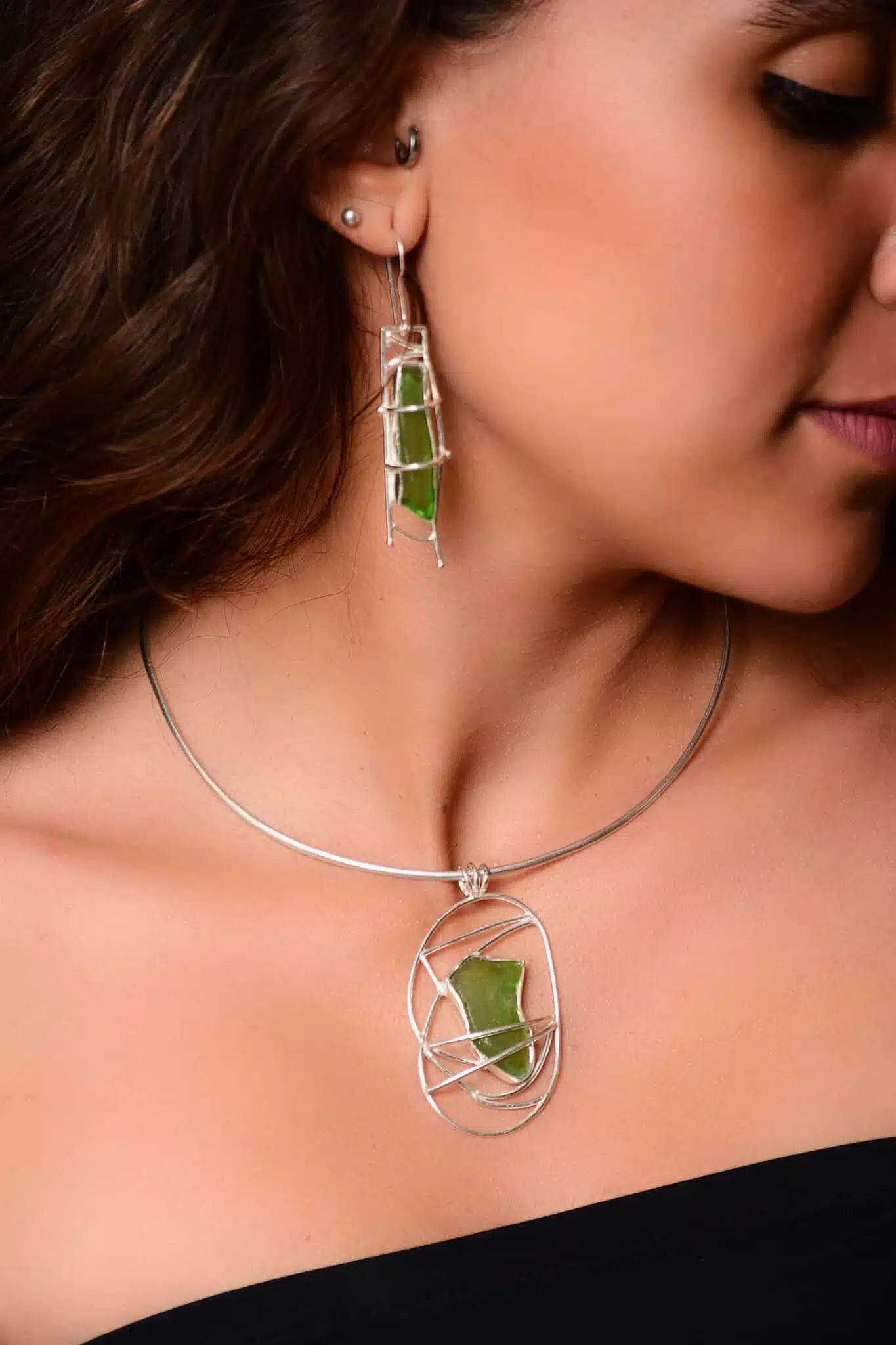 Handmade Sterling Silver sea glass Pendant (code 574) 4 DSC 2893 copy 2 scaled