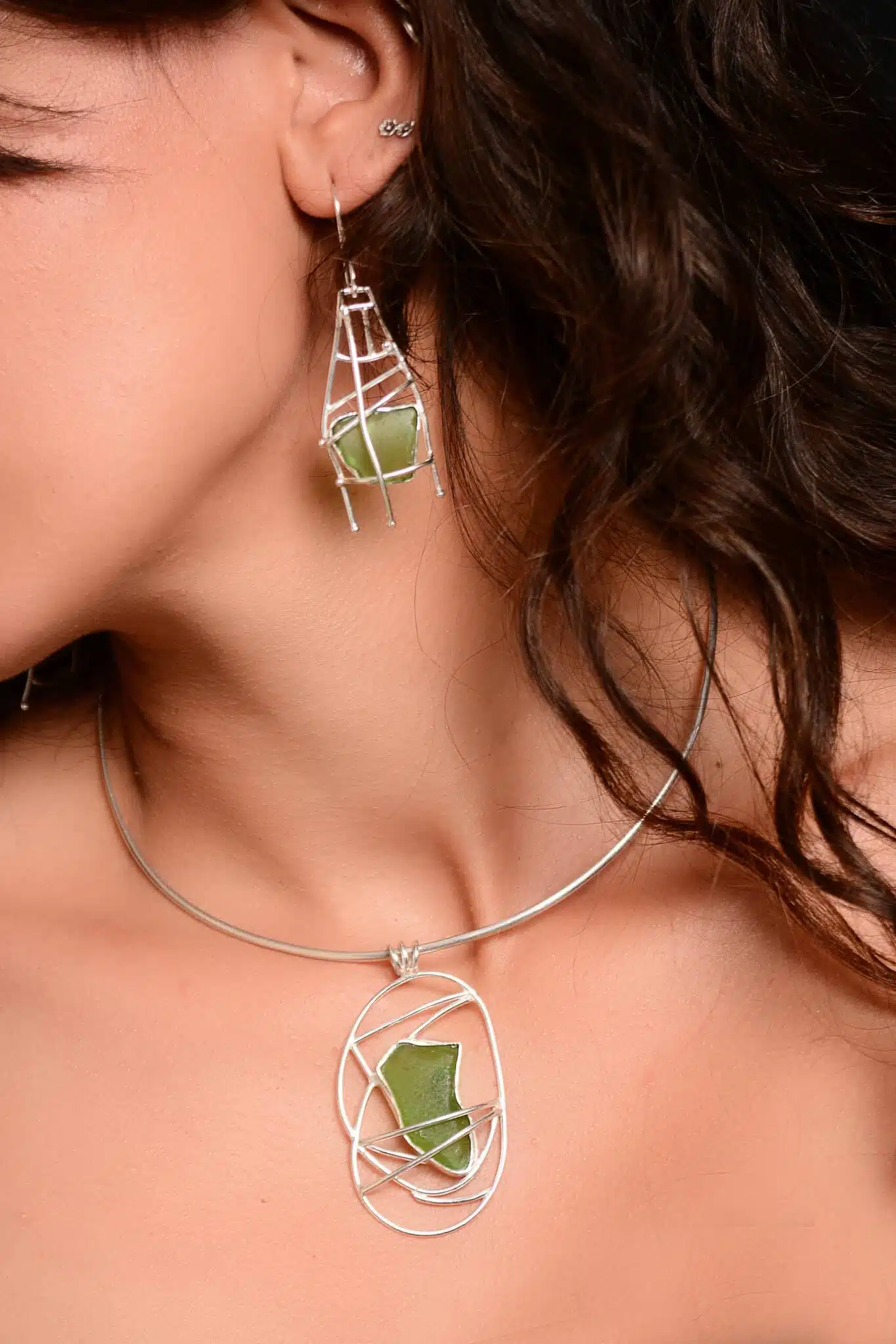 Handmade Sterling Silver sea glass Pendant (code 574) 2 DSC 2898 copy 2 scaled