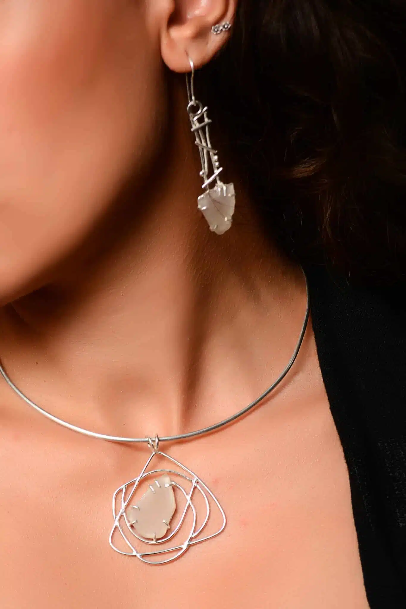 Handmade Sterling Silver Sea glass set 6 DSC 2979 copy scaled