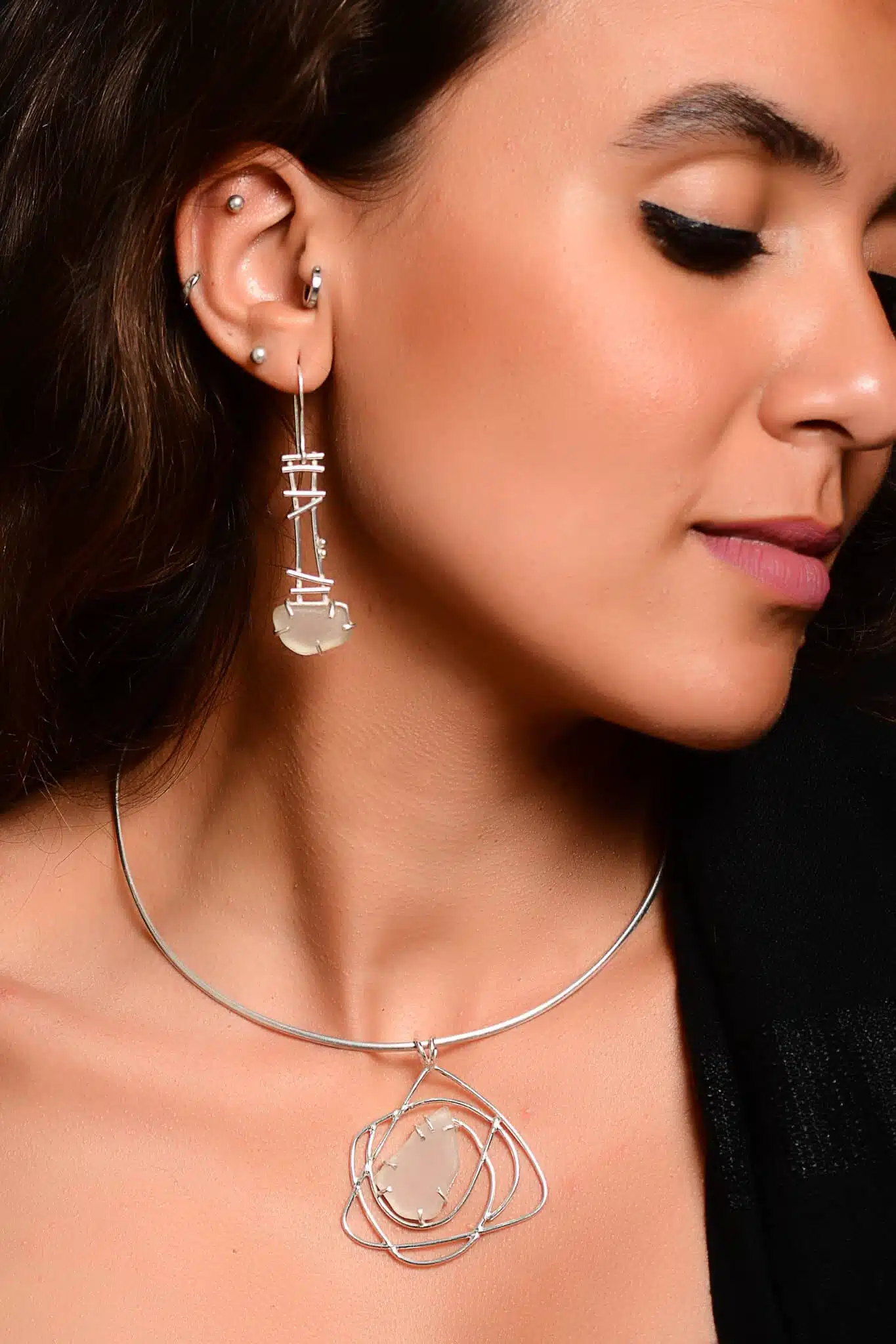 Handmade Sterling Silver Sea glass set 2 DSC 2989 copy scaled