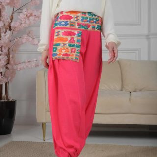 Linen pants with Indian trim