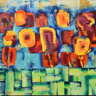 Abstract Garden Oil Painting