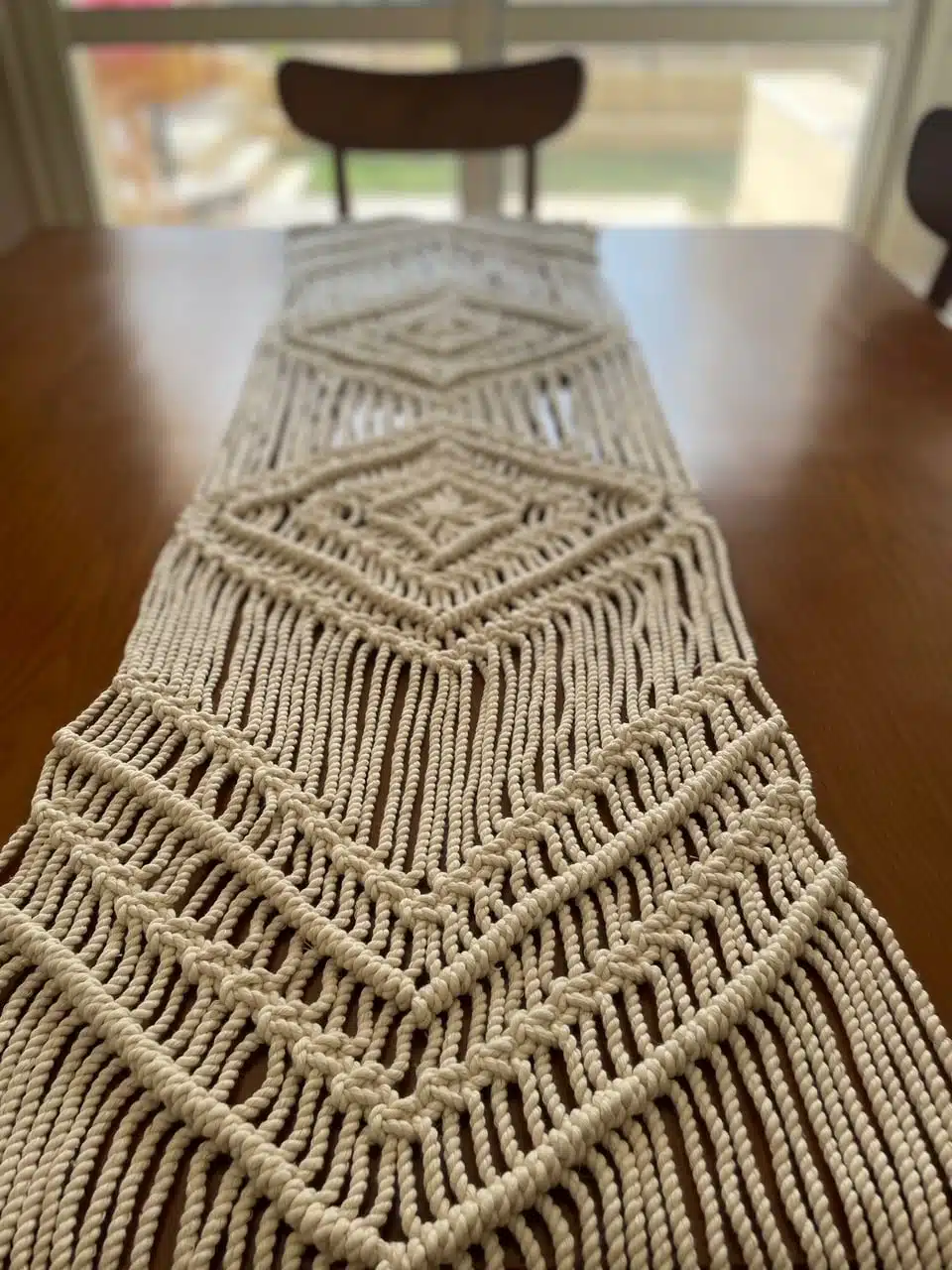 Double Diamond Runner 1 Macrame Table Runner