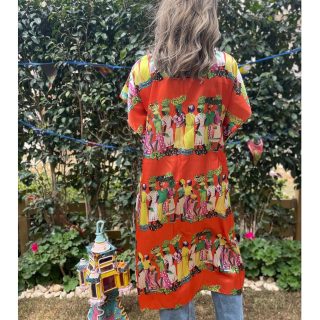 African prints orange kimono