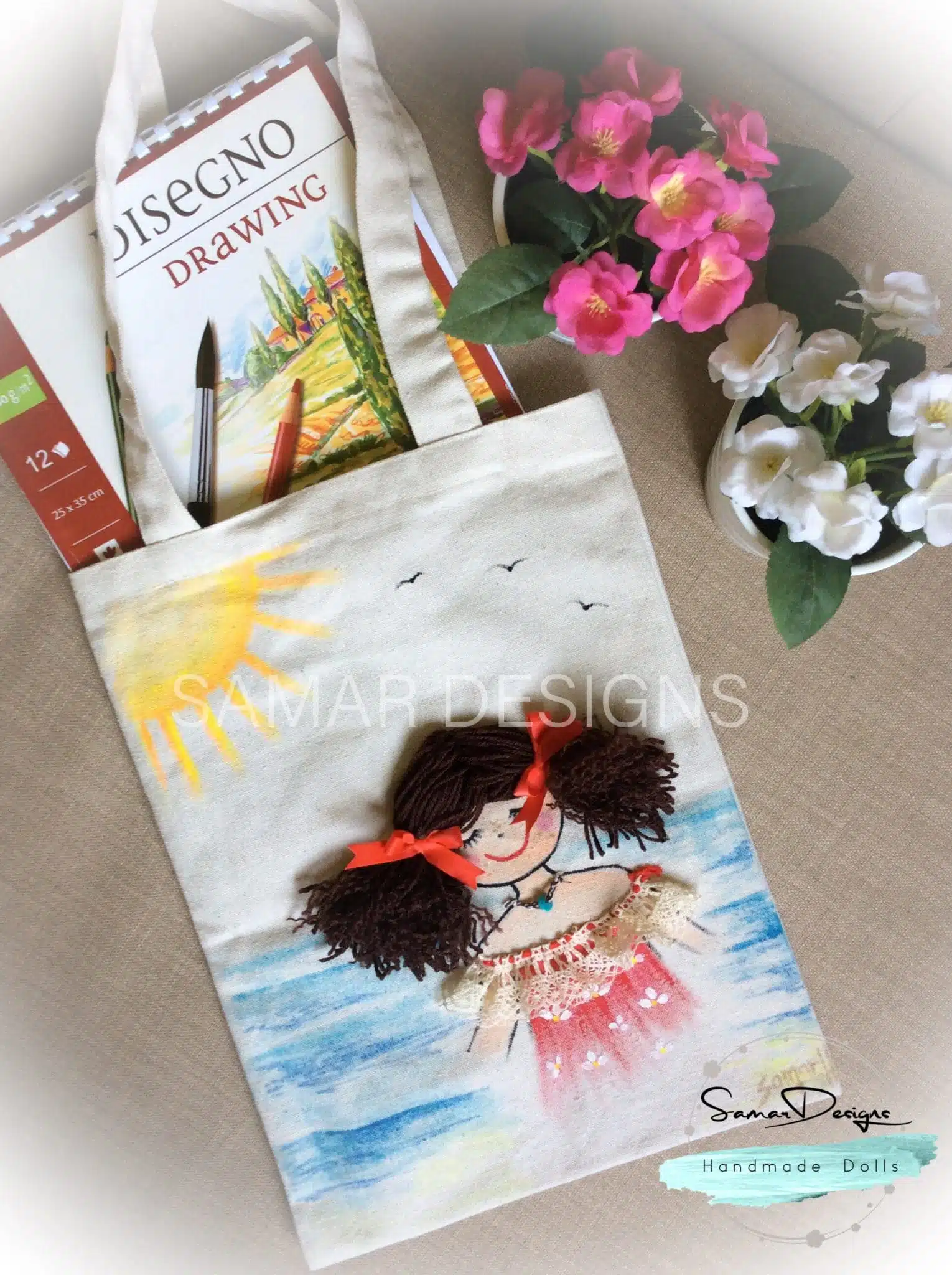 Handpainted Fabric Cotton Bag 1 Handpainted Fabric Cotton Bag