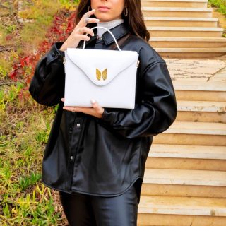 White leather bag