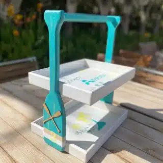 Teal Vintage Oar Tray
