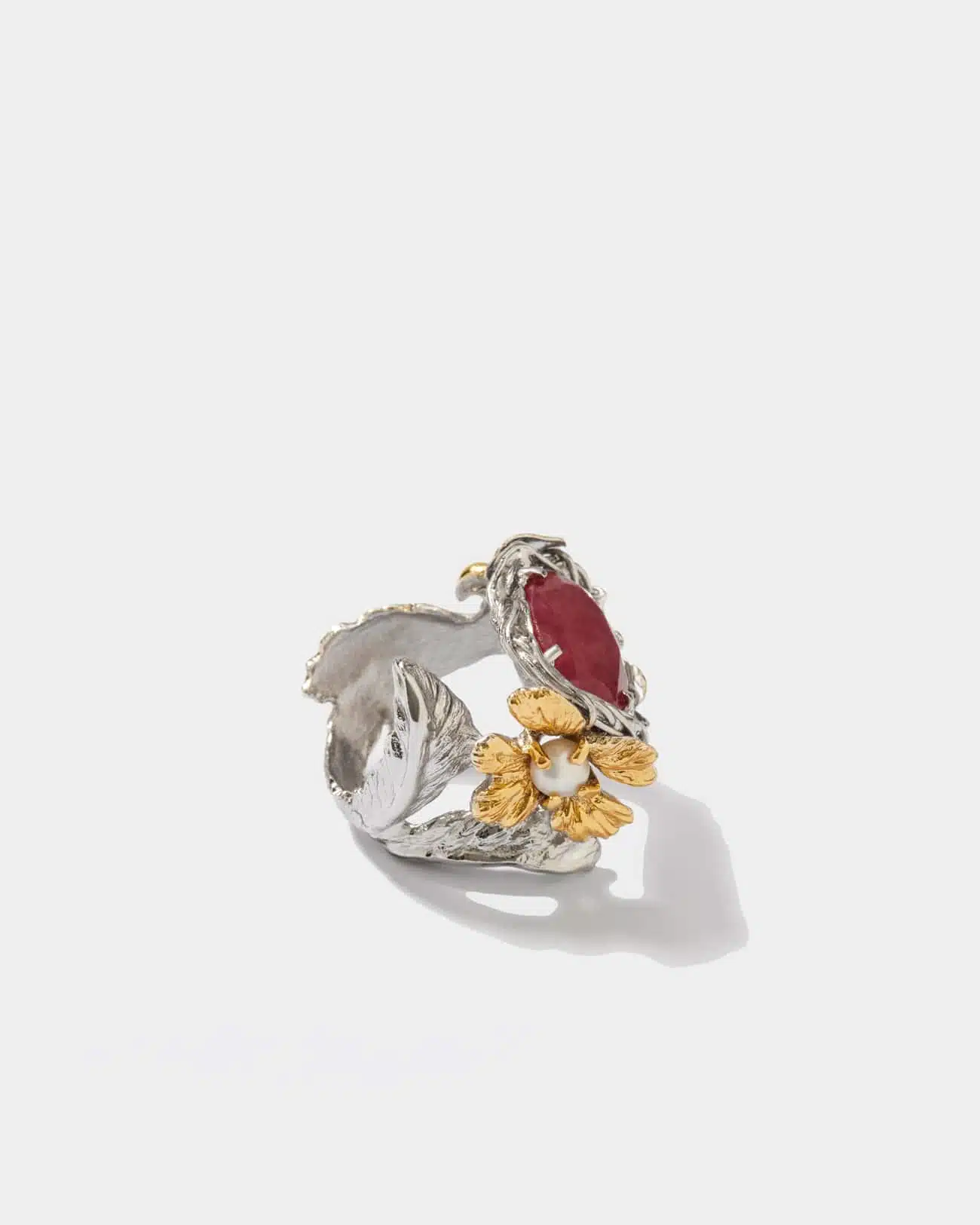 Flowery Collection, Engraved Flower & Bird Ring 2 Engraved Flower Bird Ring SZR348.2