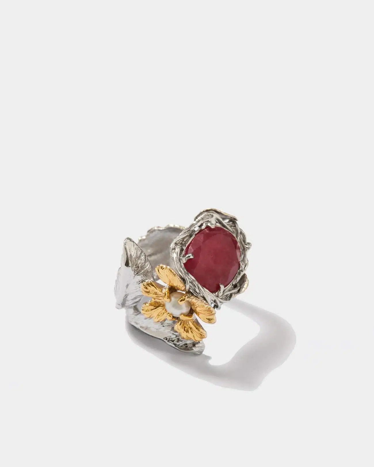 Flowery Collection, Engraved Flower & Bird Ring 3 Engraved Flower Bird Ring SZR348.3