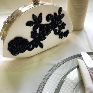 White seashell clutch