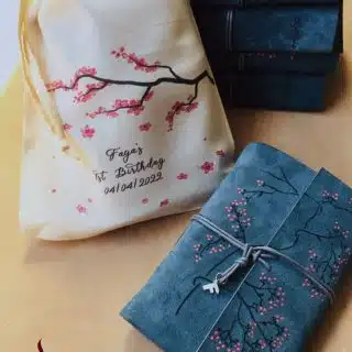 Navy blue flowery notebook