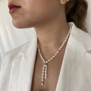 Oval Bliss Gold and Pearl Necklace