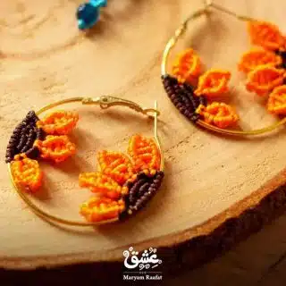 Micromacrame sunflower earrings