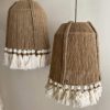 Jute and tasseled handmade chandelier with bohemian lamp design