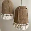 Jute and tasseled handmade chandelier with bohemian lamp design