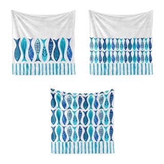 Set of three microfiber towels size 30*30 Santorini Sardines