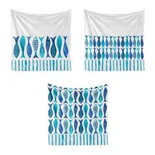 Set of three microfiber towels size 30*30 Santorini Sardines